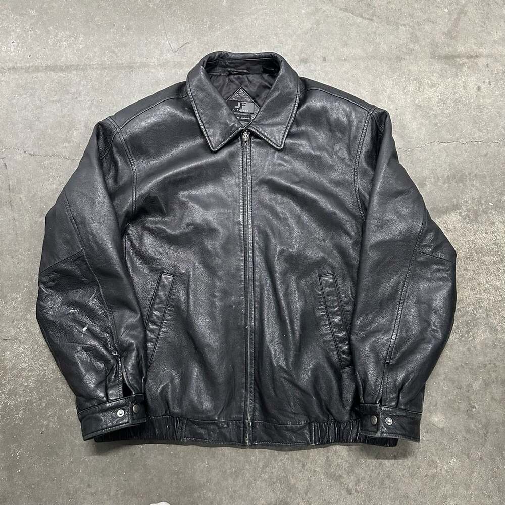 J. Ferrar Genuine Lambskin Leather Jacket XL Bomber Moto Y2K Distressed